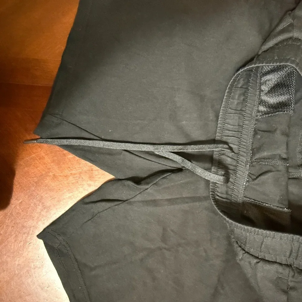 Members Mark Luxe Mens M Black Drawstring Lounge‎ Short Zip Pocket Comfort